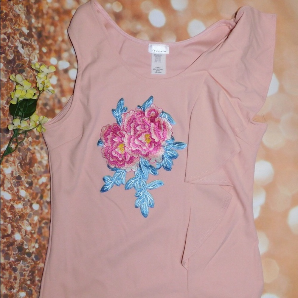 Mauve Floral Embroidery Top PRICE FIRM
